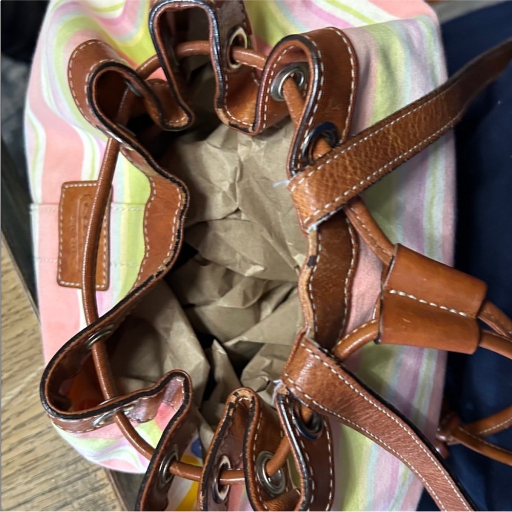 Coach Hampton Watercolor Stripe Canvas Backpack - Picture 11 of 12